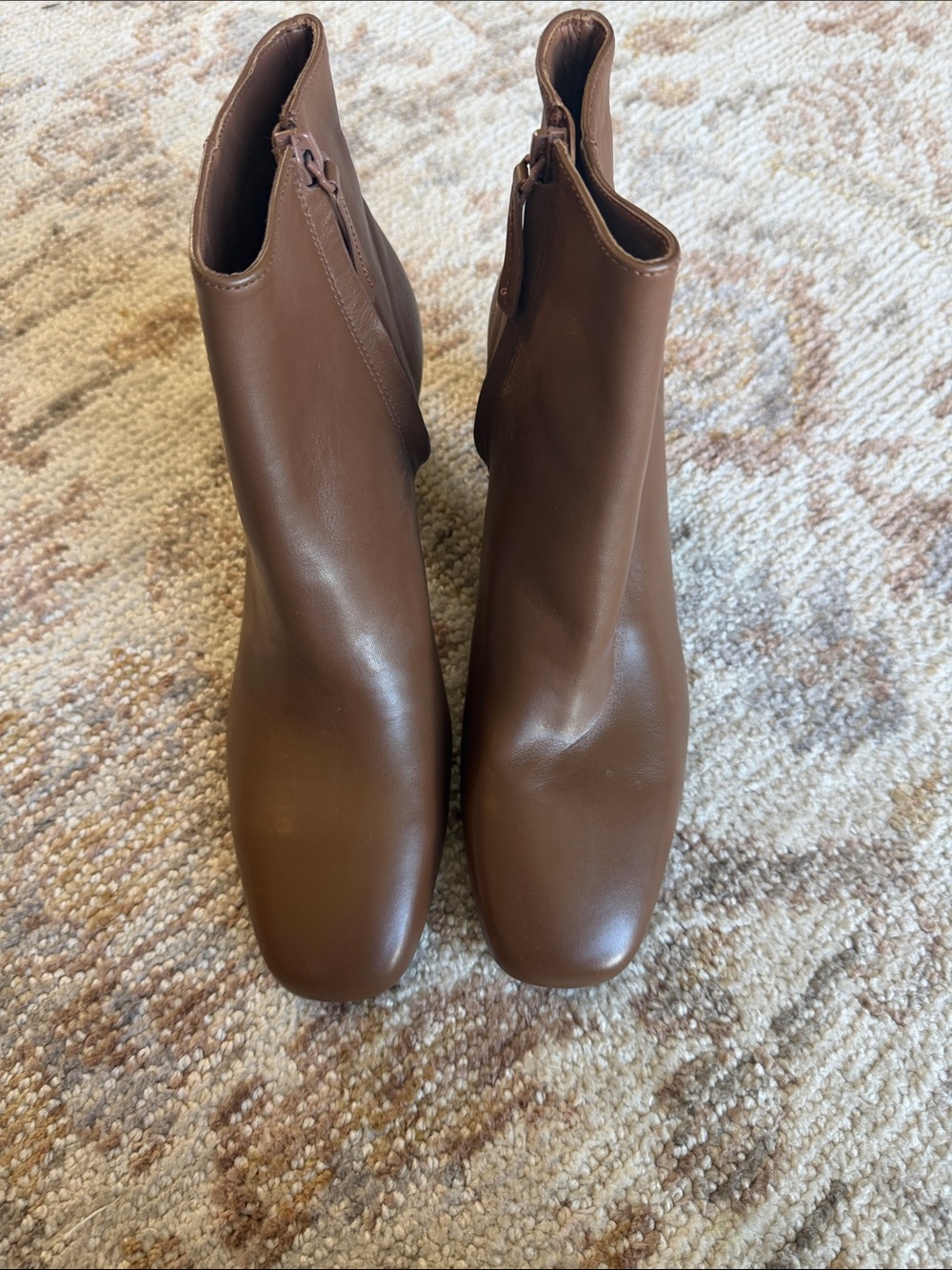 OAK + FORT Brown Leather-Look Ankle Booties